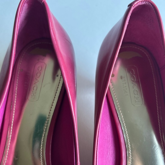 Coach Pink Patent Leather Bow Point Toe Heels size 7.5 - Picture 7 of 12